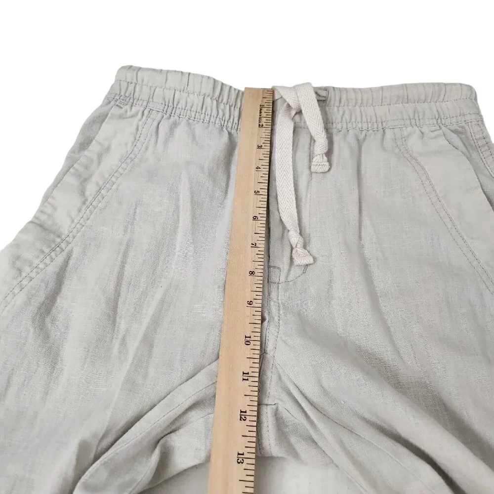 Zara‎ Joggers Womens XS Cream Liken High-Rise Drawstring Lightweight Pants Beach